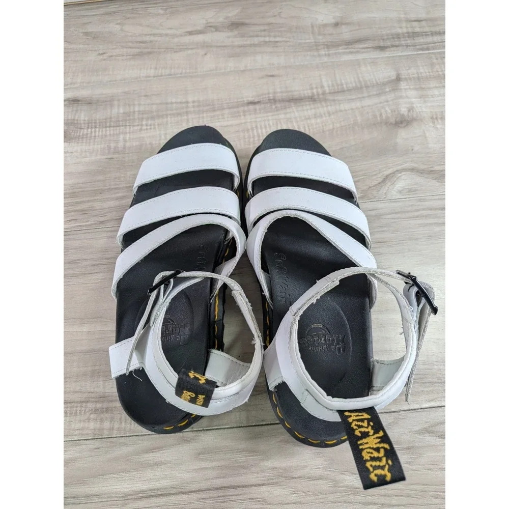 Dr. Martens White Leather Strappy Platform Sandals Women Size 8